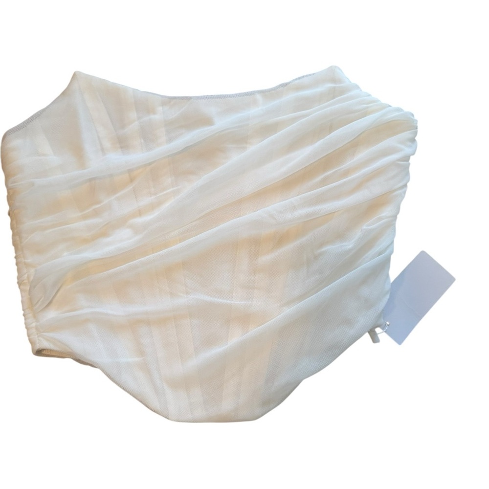 White Ruched corset Zip-Up Top sz M